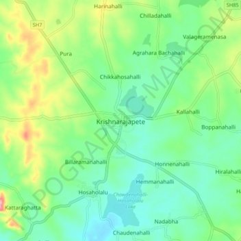 Krishnarajapete topographic map, elevation, terrain