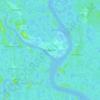 Buguma topographic map, elevation, terrain