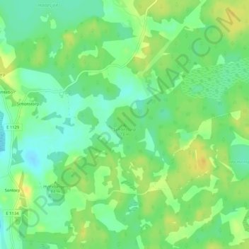 Simonstorp topographic map, elevation, terrain