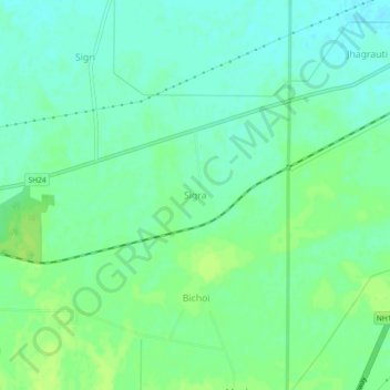 Sigra topographic map, elevation, terrain