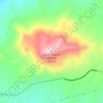 Cerro Piedras Gordas topographic map, elevation, terrain