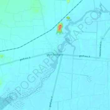 Kampong Trach topographic map, elevation, terrain
