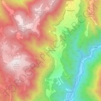 Montefiorello topographic map, elevation, terrain