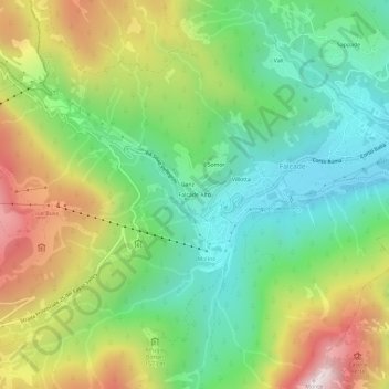 Falcade Alto topographic map, elevation, terrain