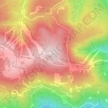 Rogla topographic map, elevation, terrain