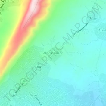 Akoefe Torkor topographic map, elevation, terrain