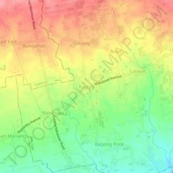 Tugtug topographic map, elevation, terrain