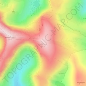 Snældansfjall topographic map, elevation, terrain