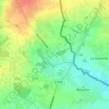 Gare-de-Bachy topographic map, elevation, terrain