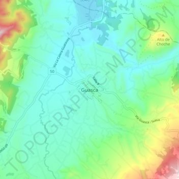 Guasca topographic map, elevation, terrain