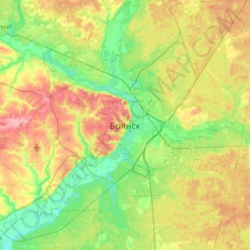 Bryansk topographic map, elevation, terrain