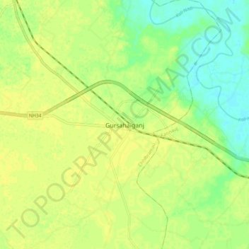 Gursahaiganj topographic map, elevation, terrain
