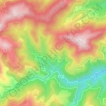 Paillès topographic map, elevation, terrain