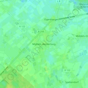 Middels-Westerloog topographic map, elevation, terrain