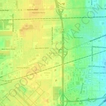 Ben Davis topographic map, elevation, terrain