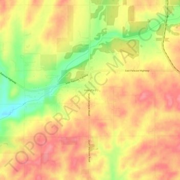 Valleyford topographic map, elevation, terrain