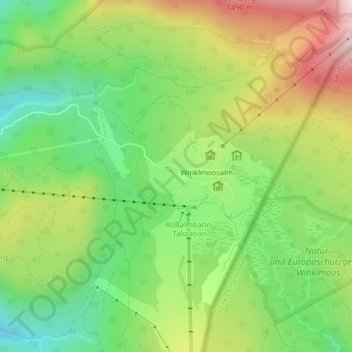 Sternenpark Winklmoos-Alm topographic map, elevation, terrain