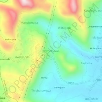 Kirimetiyawa topographic map, elevation, terrain