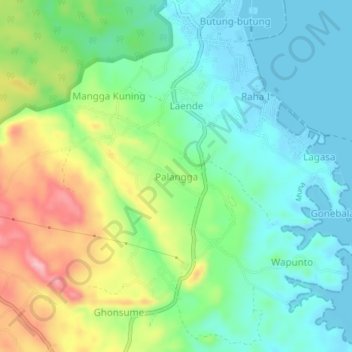 Palangga topographic map, elevation, terrain