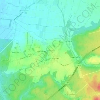 La Verney topographic map, elevation, terrain