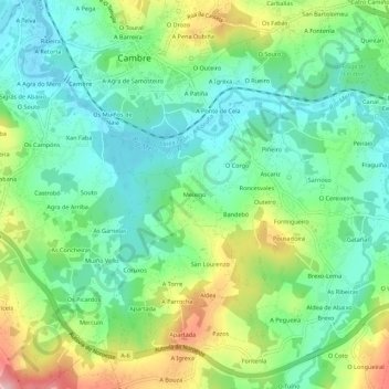 Meixigo topographic map, elevation, terrain