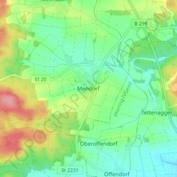 Mendorf topographic map, elevation, terrain