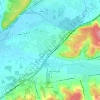 Théorat topographic map, elevation, terrain