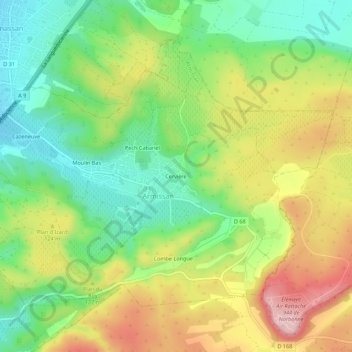 Cervière topographic map, elevation, terrain