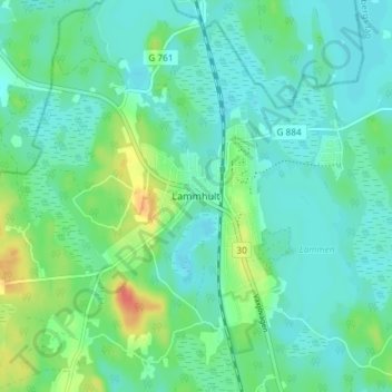 Lammhult topographic map, elevation, terrain