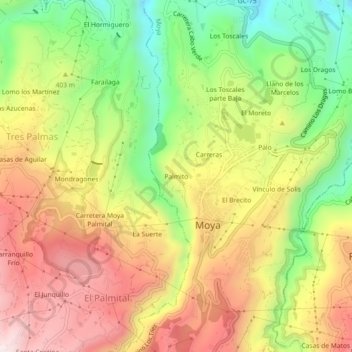 Palmito topographic map, elevation, terrain