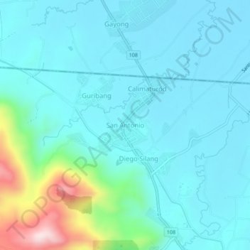 San Antonio topographic map, elevation, terrain