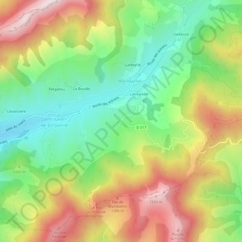 Fournol topographic map, elevation, terrain