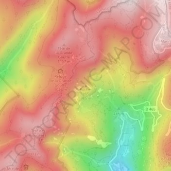 Rocher 985 topographic map, elevation, terrain