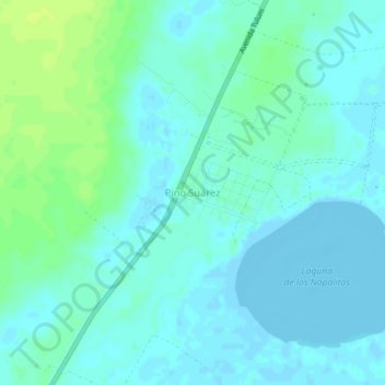 Pino Suárez topographic map, elevation, terrain