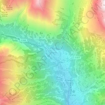 Les Claux topographic map, elevation, terrain