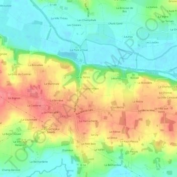 La Touche Morin topographic map, elevation, terrain