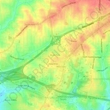 Burke Park topographic map, elevation, terrain
