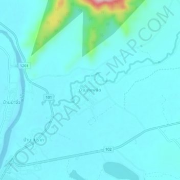 Ban Thung Phlo topographic map, elevation, terrain