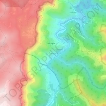 Fereirettes topographic map, elevation, terrain