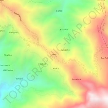 Jowar topographic map, elevation, terrain
