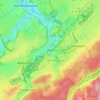 Hahn topographic map, elevation, terrain
