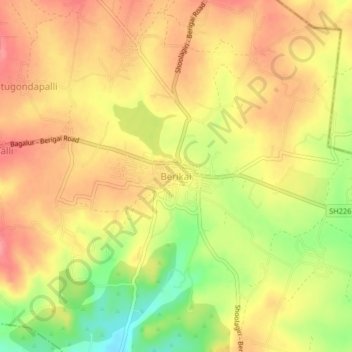 Berikai topographic map, elevation, terrain