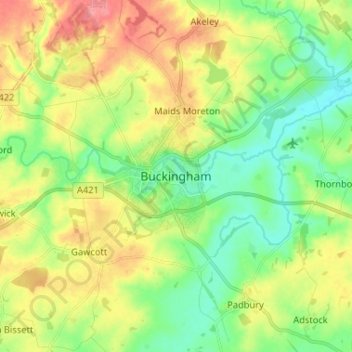 Buckingham topographic map, elevation, terrain