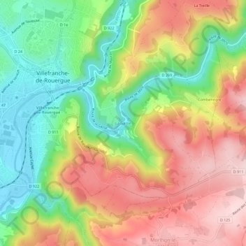La Gasse topographic map, elevation, terrain