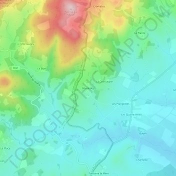 Boudedey topographic map, elevation, terrain