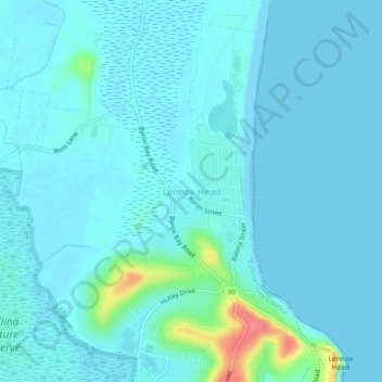 Lennox Head topographic map, elevation, terrain