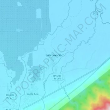 San Francisco topographic map, elevation, terrain