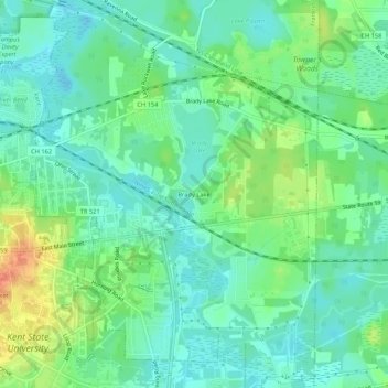 Brady Lake topographic map, elevation, terrain
