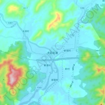 赤石街道 topographic map, elevation, terrain