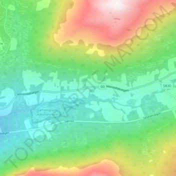 Indre Hornindal topographic map, elevation, terrain